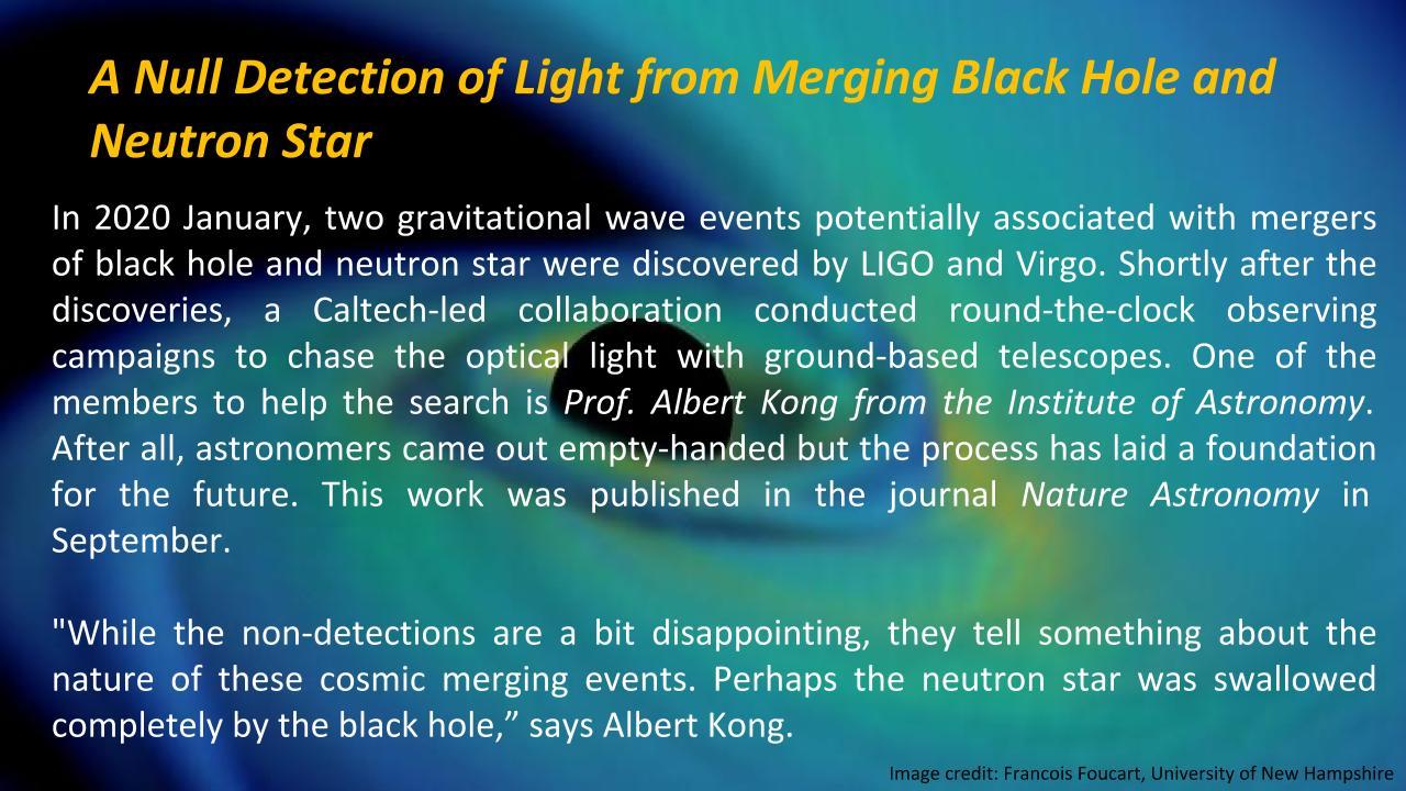 [Prof. Albert K. H. Kong] A Null Detection of Light from Merging Black Hole and Neutron Star
