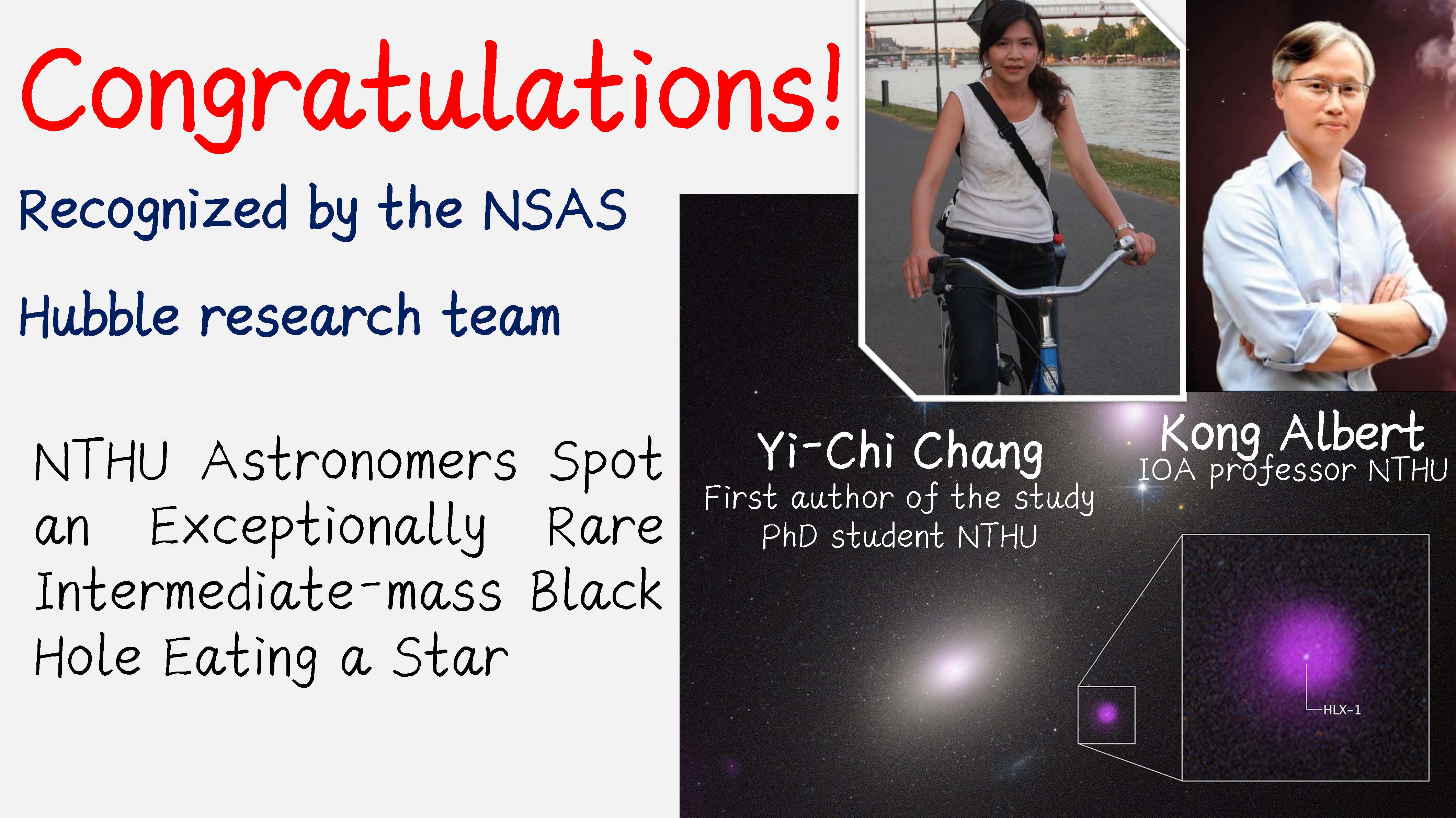 Congratulations to Prof. Albert Kong and PhD student Yi-Chi Chang, the research findings have published on the NASA official website.